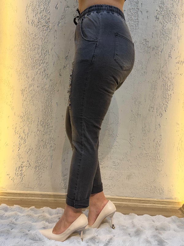Pul Payetli Jogger Pantolon Siyah