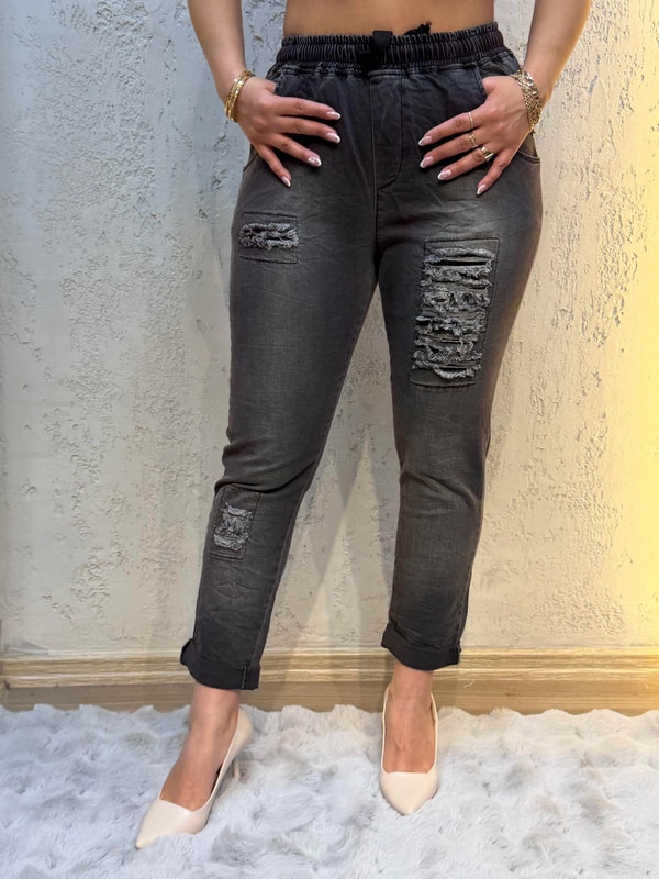 Pul Payetli Jogger Pantolon Siyah