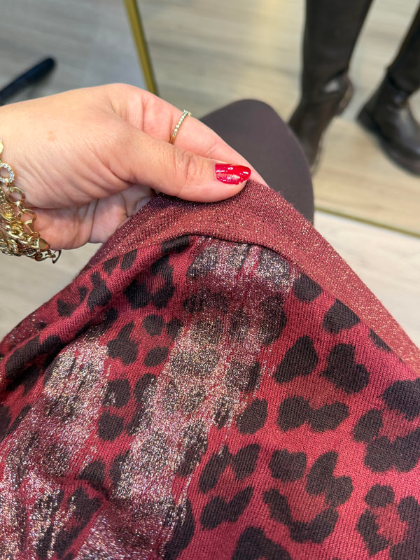 Sim Geçişli Leopar Desen İthal Bluz Bordo