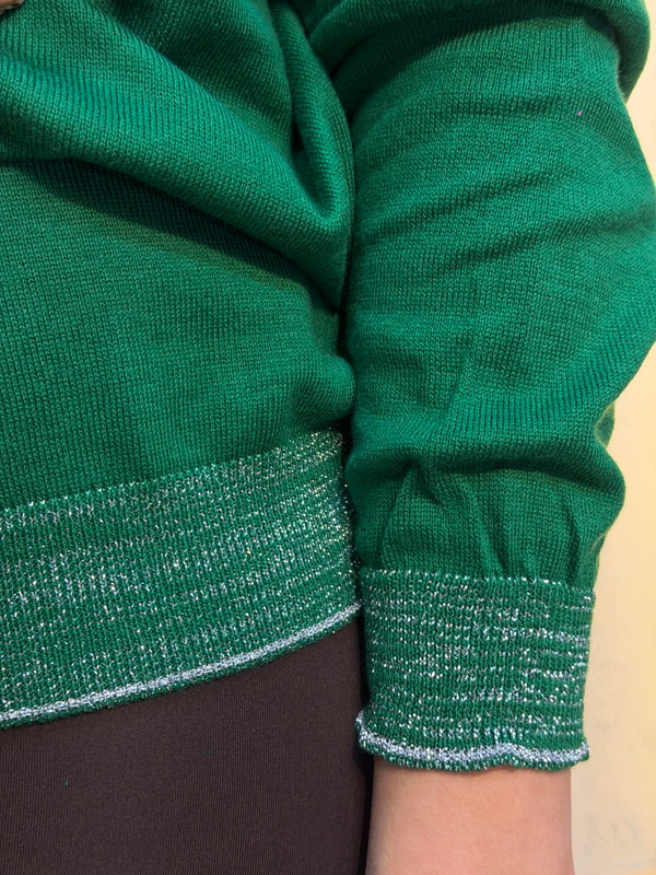 Simli Kapüşonlu Triko Sweatshirt Yeşil