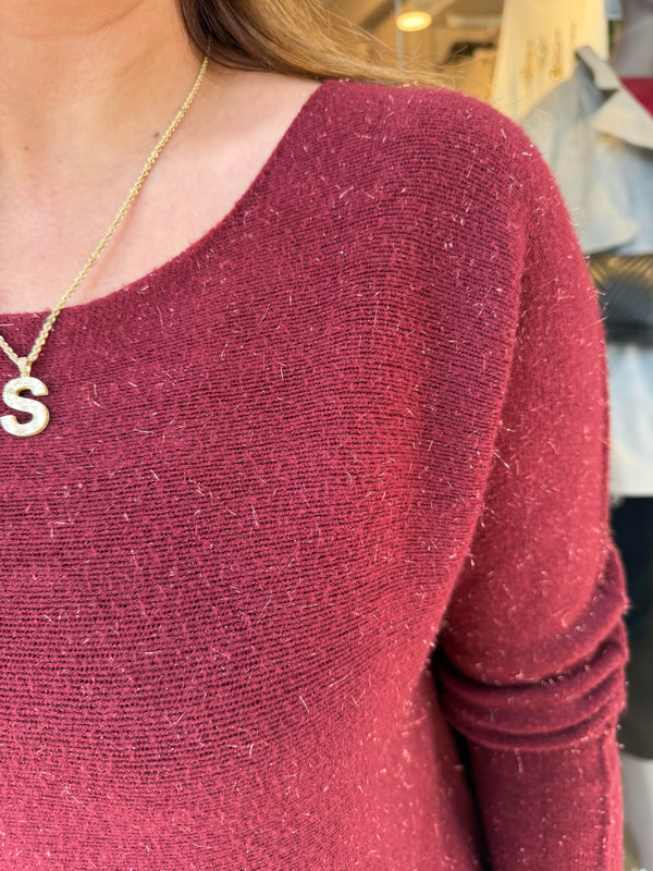 Simli Kaşmir İthal Bluz Bordo