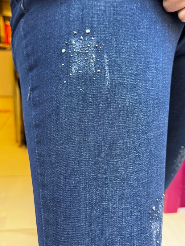 Taş Detaylı Slim Fit Kot Pantolon