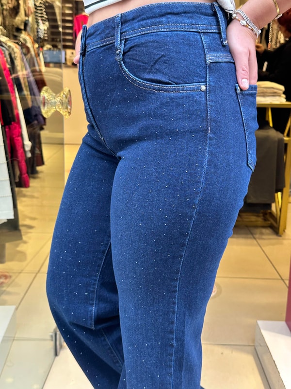 Taşlı Slim Fit Kot Pantolon