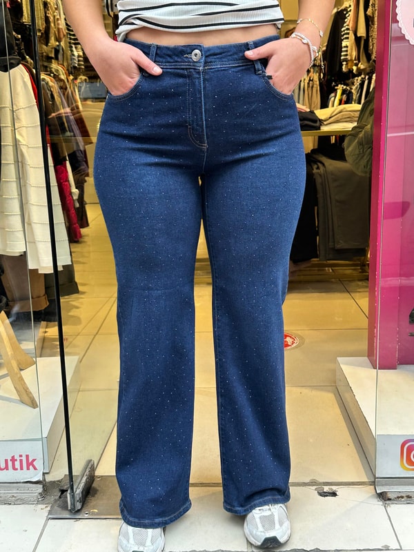 Taşlı Slim Fit Kot Pantolon