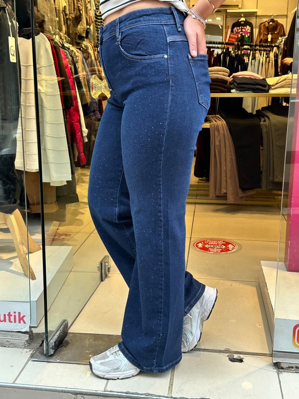 Taşlı Slim Fit Kot Pantolon