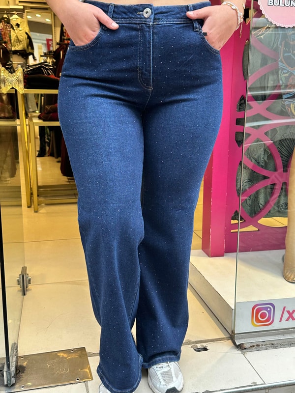 Taşlı Slim Fit Kot Pantolon