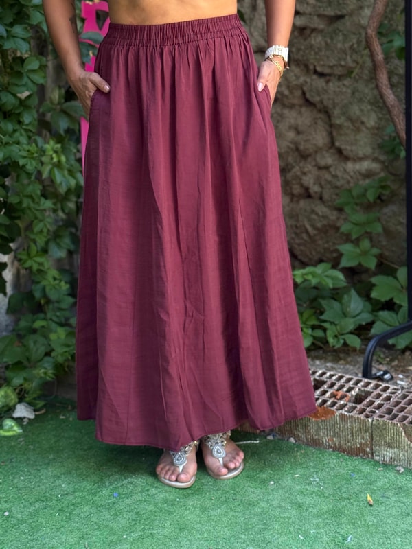 Uzun Tensel Etek Bordo