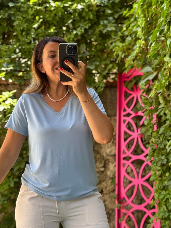 V Yaka Basic T-shirt Bebe Mavisi