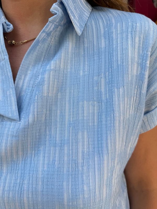 Yakalı Batik Elbise Bebe Mavisi