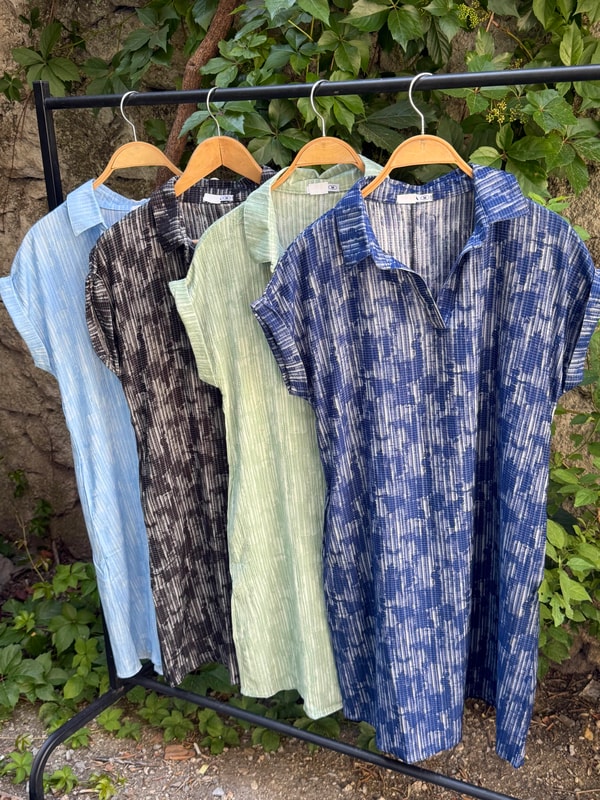 Yakalı Batik Elbise Nil Yeşili