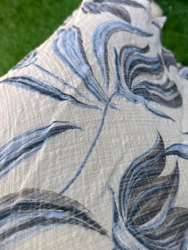 Yaprak Desenli %100 Keten İthal Elbise Krem