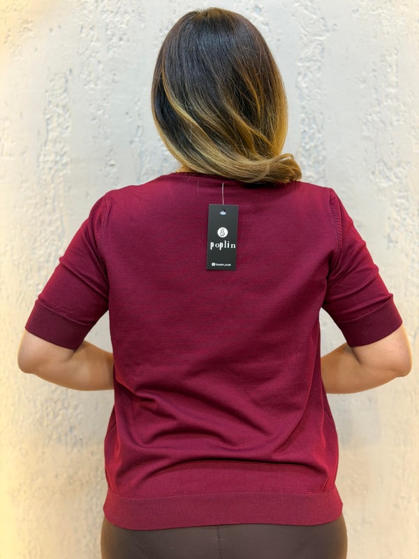 Yıldızlı Merserize Bluz Bordo