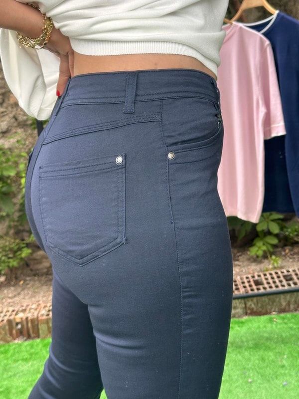 Yüksek Bel Gabardin Pantolon Lacivert