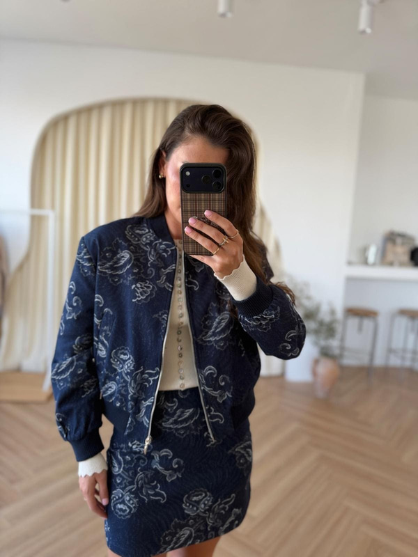 Baskılı Denim Ceket 