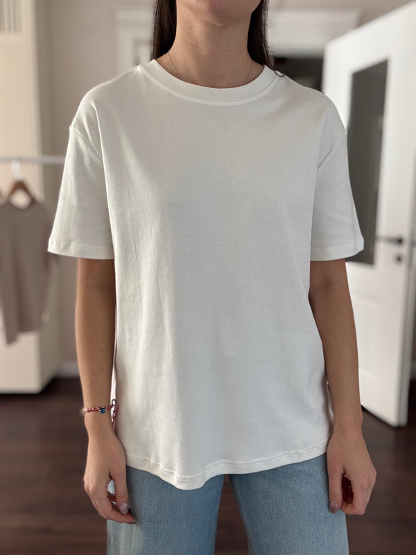 Bs Bisiklet Yaka Beyaz T-shirt