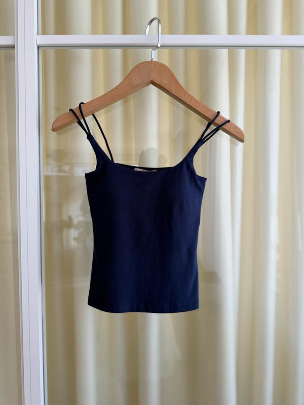 Çift Askılı Göğüs Patlı Lacivert Crop