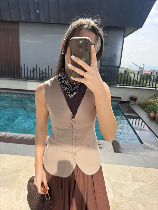 Düğmeli Vizon Yelek