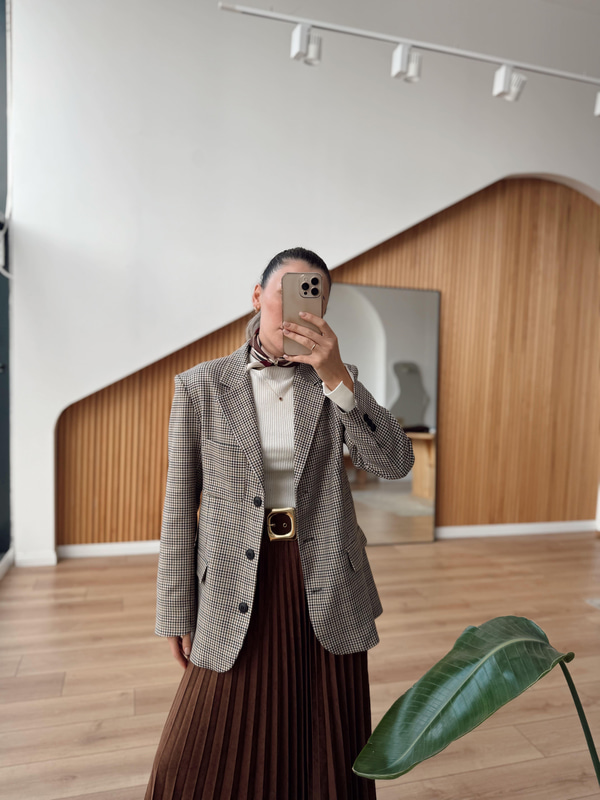 Kazayağı Desenli Blazer Ceket