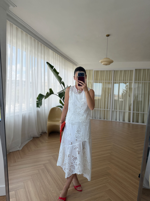 Milen Nakışlı Bluz ve Etek Takım
