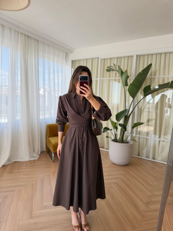 Milena Kahverengi Elbise