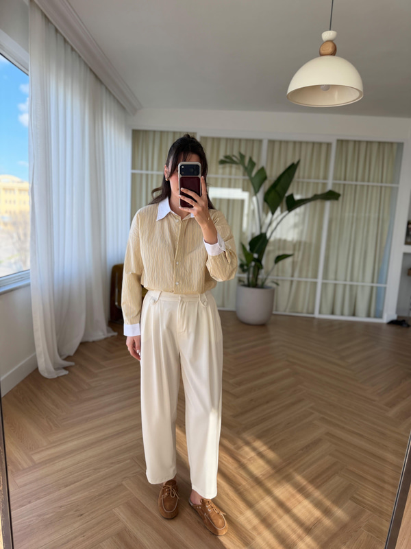 Polly Ekru Pantolon