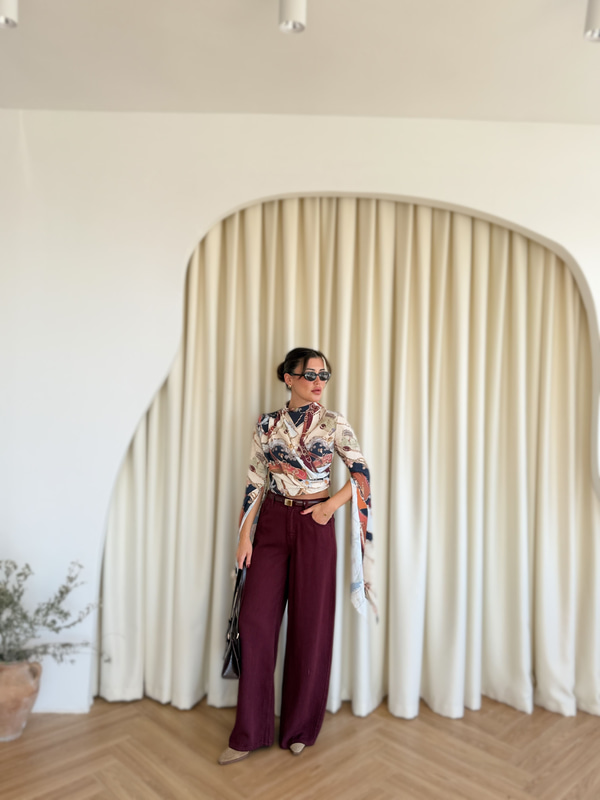 Tensel Denim Bordo Pantolon