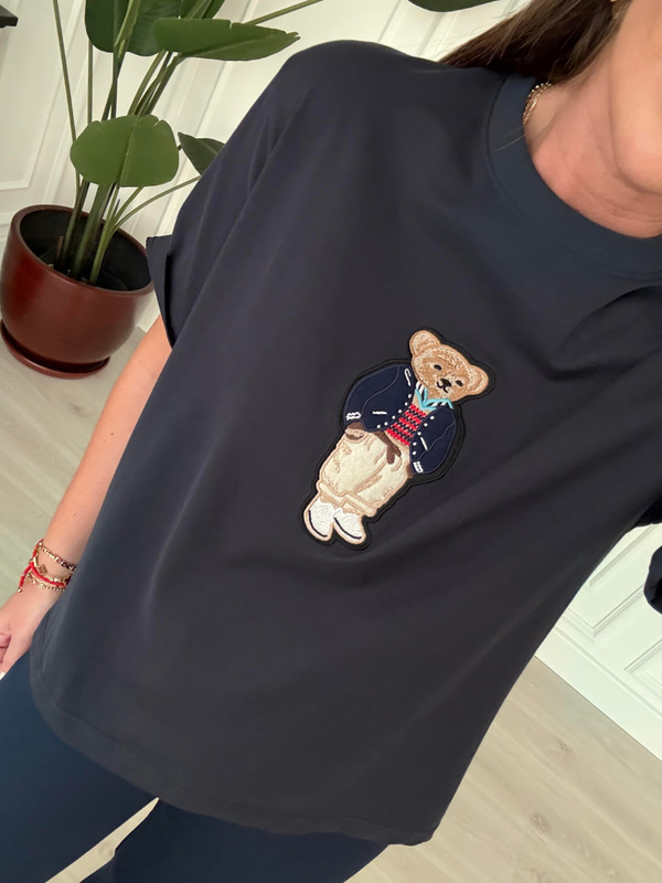 Marka Logo İşlemeli , Lacivert T-shirt