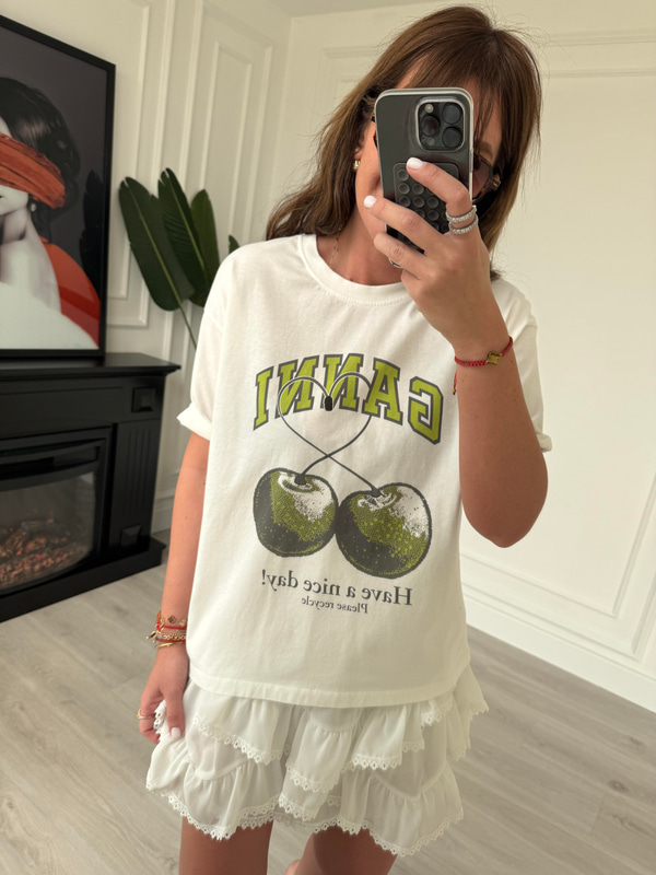 Logolu, Yeşil Desenli T-Shirt