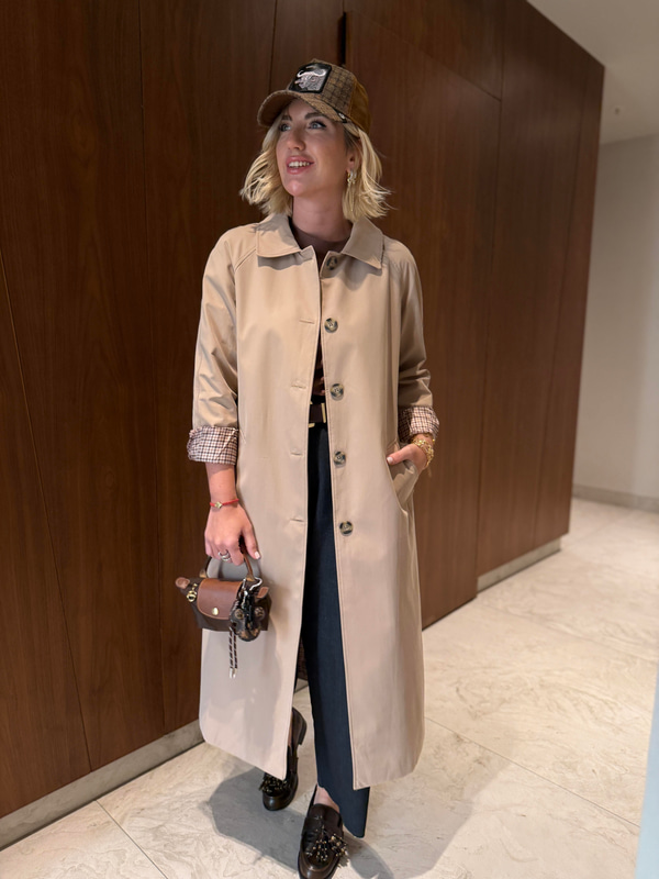 İçi Ekose Astarlı , Camel , Premium Trençkot