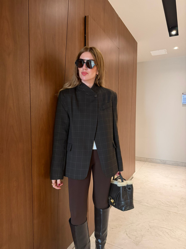 Orijinal Model Acıkahve Kareli Premium Ceket