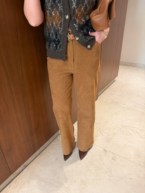 Premium , Camel , Süet Palazzo Pantolon