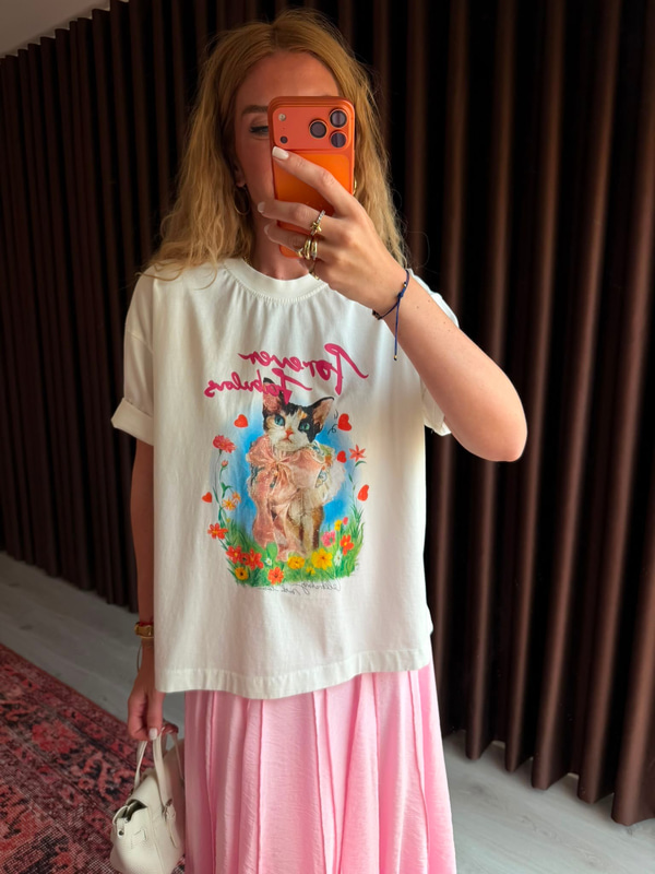 Sevimli Kedi , Ekru T-shirt