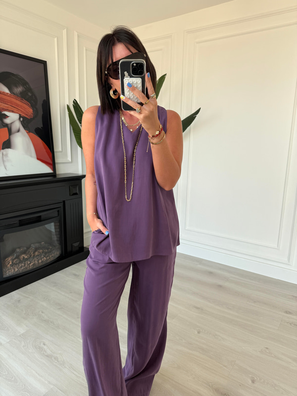 Mor , Tencel Modal , Bluz & Pantolon Takım