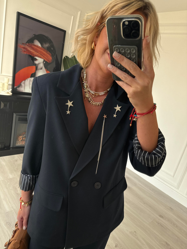 Yıldız Broşlu Lacivert Premium Takım