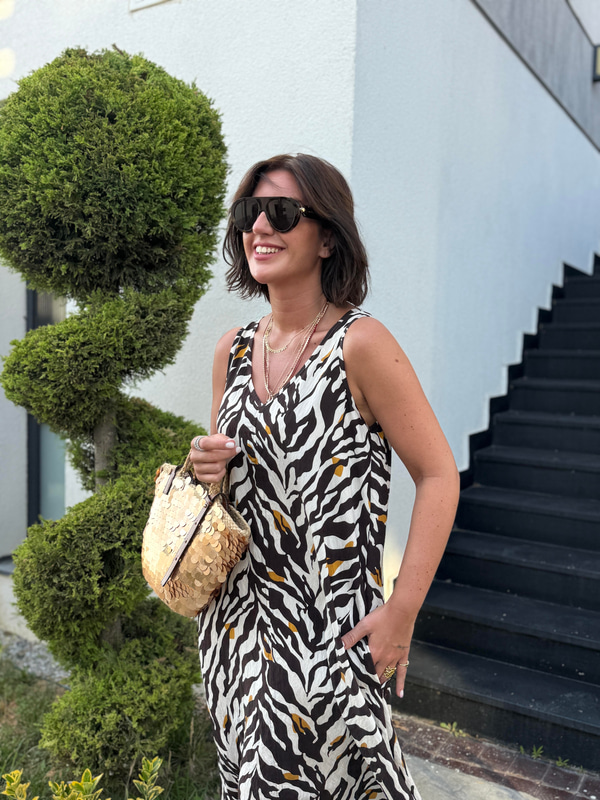 Zebra Desenli , Tiril Elbise