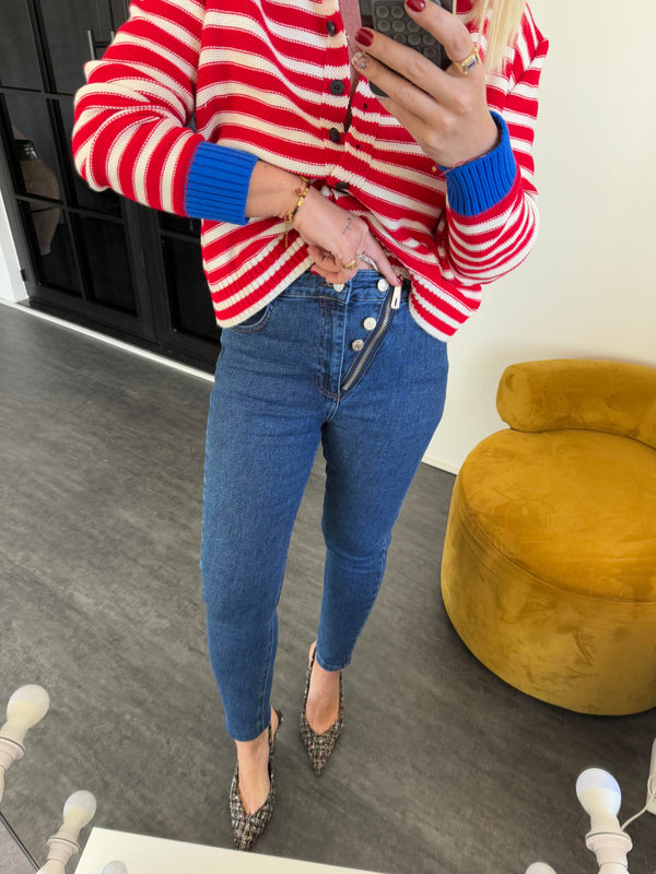 Tasarım Düğme Detaylı , Blue Jean Pantolon