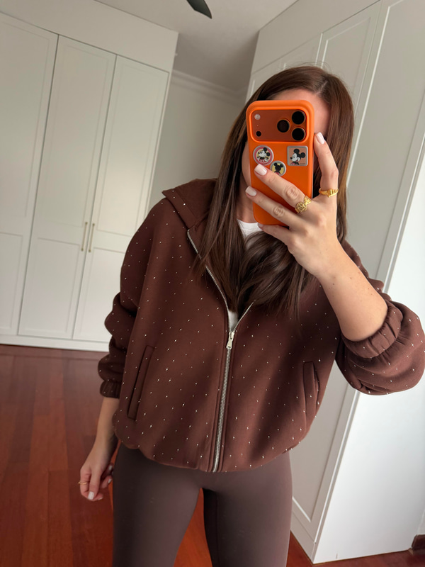 Taş Çakımlı , Parıltılı , Acı Kahve Sweatshirt