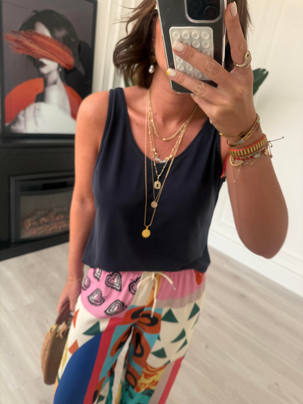 Lacivert Modal Askılı Bluz