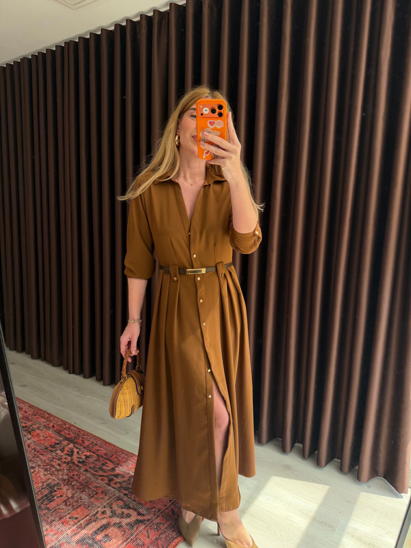 Orijinal Model , Double Krep Kumaş , Kemerli Tarçın Elbise