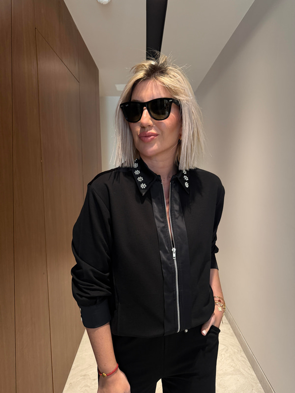 Yakası Taş İşlemeli , Siyah Eşofman Takım