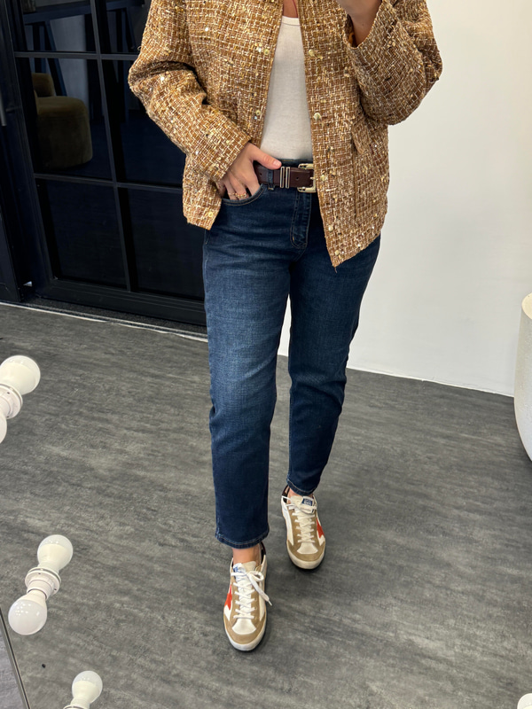 Orijinal Marka, Likralı Koyu Lacivert Mom Jean