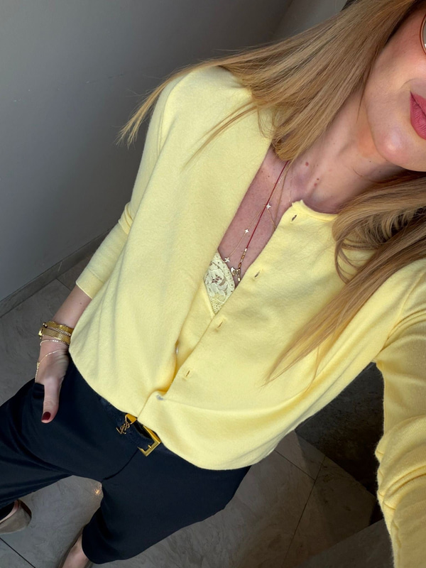 Dantel Bluzlu , Sarı Merserize Takım