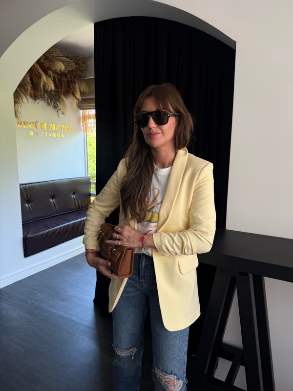 Orijinal Model , Kolu Büzgülü , Likralı , Sarı Blazer Ceket