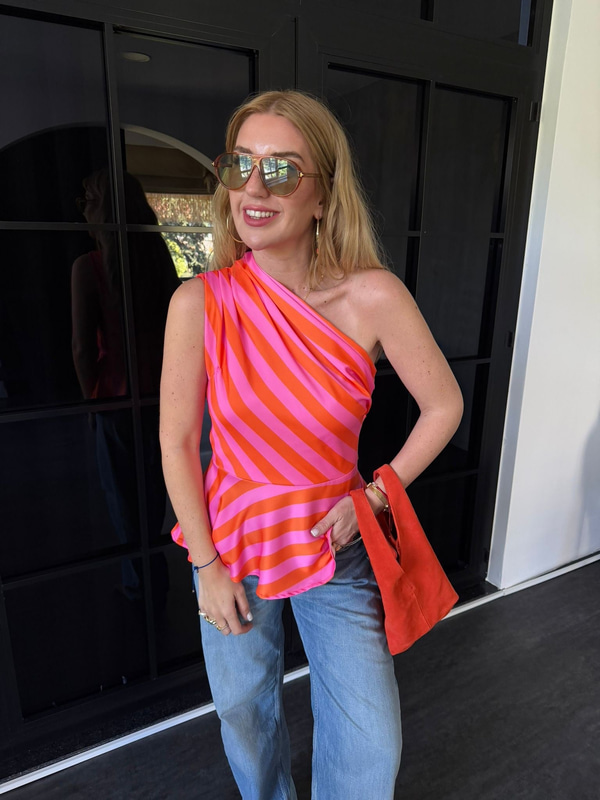 Turuncu & Pembe , Asimetrik Kesim Bluz