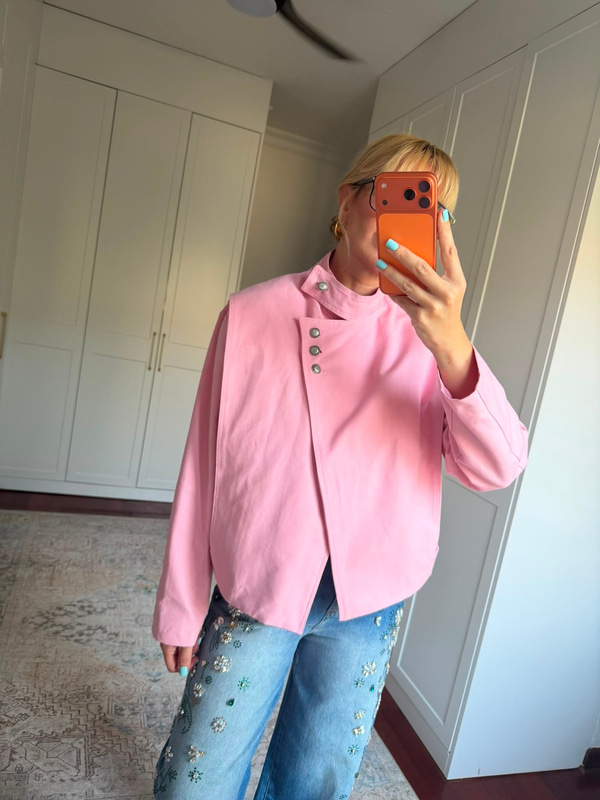 Orijinal Model , Pembe Gabardin Ceket