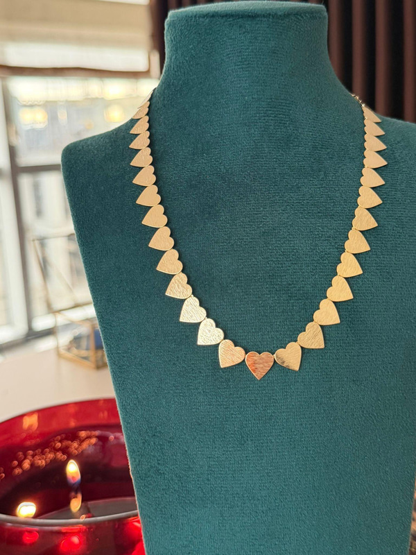 14k Kaplama , Sıralı Kalp Kolye