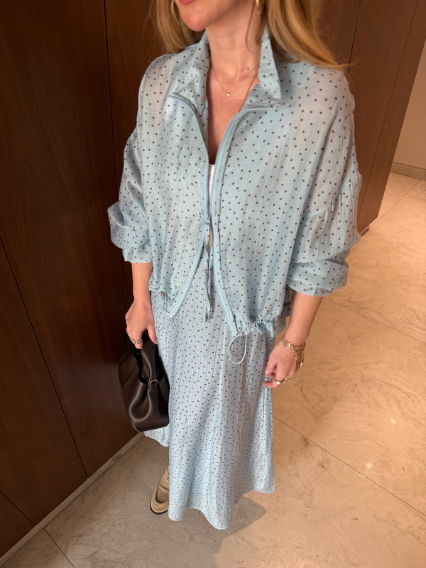 Kolları & Beli Lastikli , Bebe Mavisi , Premium Puantiyeli Takım