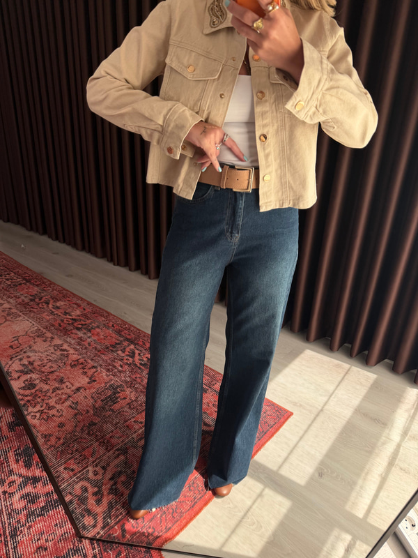 Süet Kemerli , Likralı Blue Jean