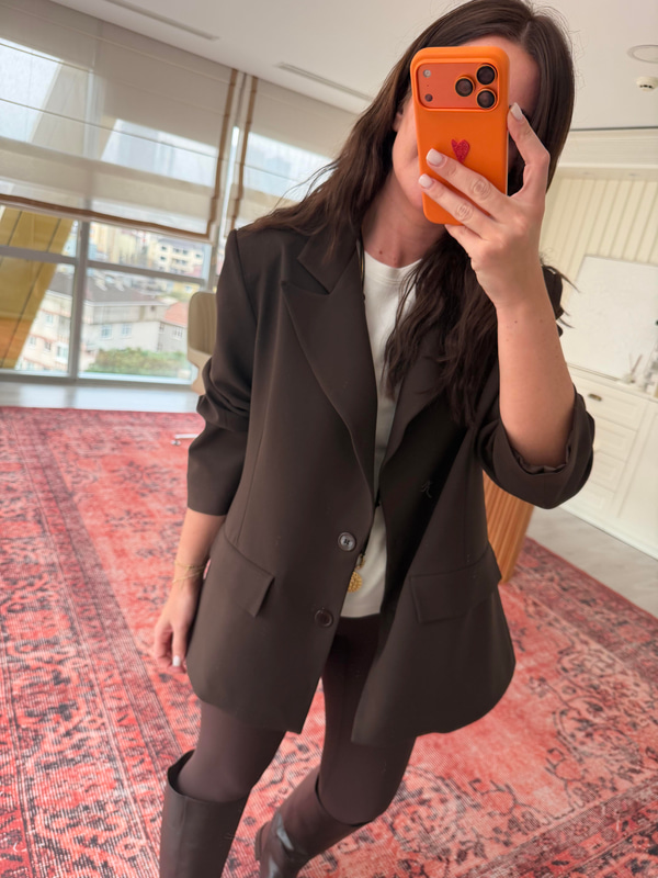 Acı Kahve Krep Kumaş , Premium Blazer Ceket