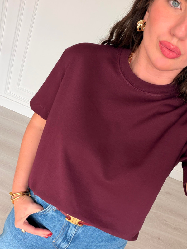 Orijinal Marka , Mürdüm , Kısa Kol T-shirt